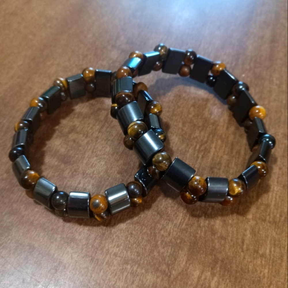 Men's Hematite and Yellow Tiger's Eye